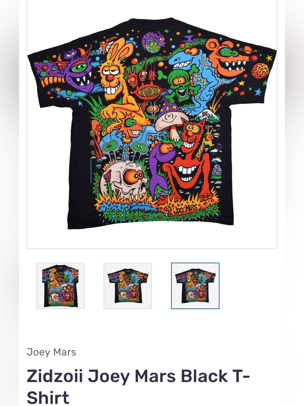Zidzoii Joey Mars Black T- Shirt (AOP) - Picture 2 of 15
